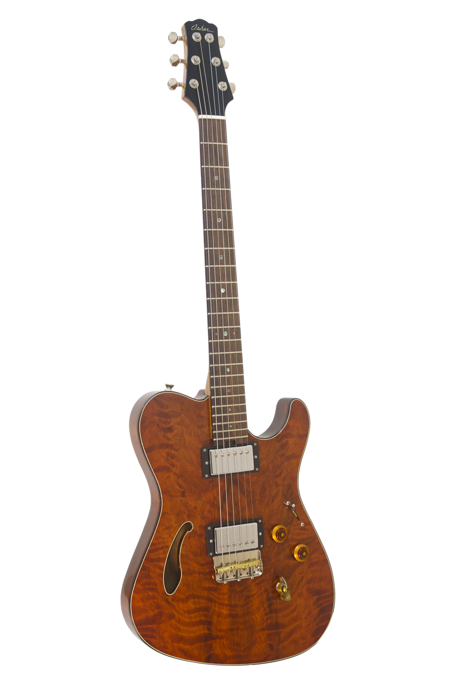 SOLD Asher Guitars 2015 Hollow T Deluxe Custom #842 with California Redwood top and custom wound pickups