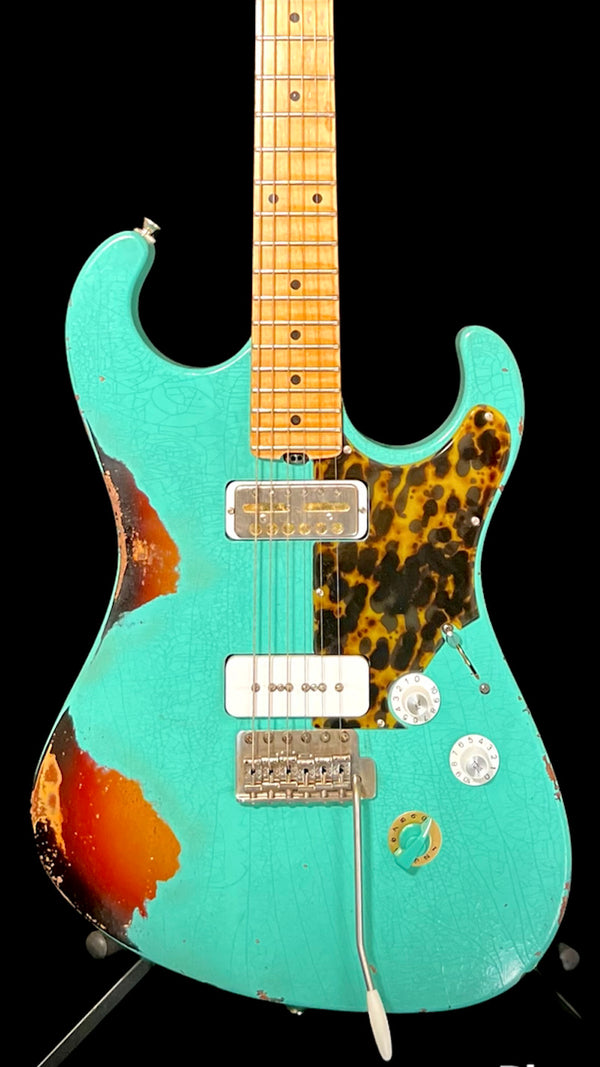 SOLD 2022 Asher S 90 Sea Foam Green over Tobacco Burst Nitro Heavy