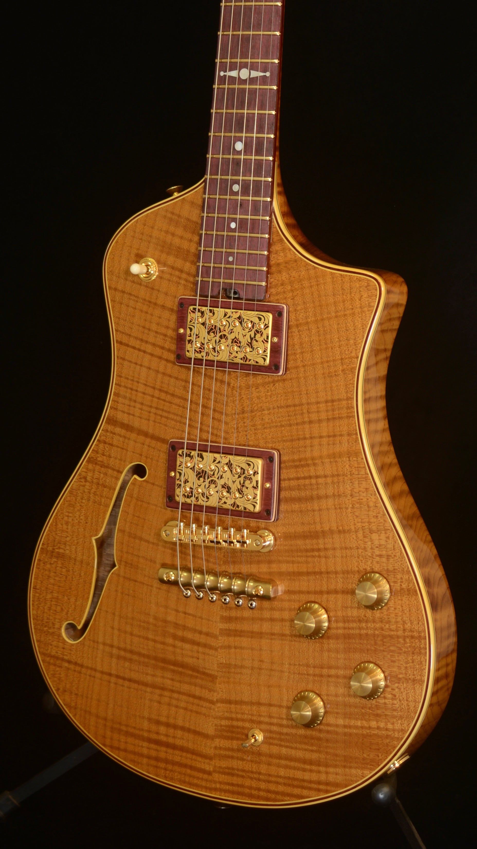 SOLD 2025 Asher Semi Hollow Electro Sonic Master Series - Tempered  Flame Maple with Purple Heart $12,000.00