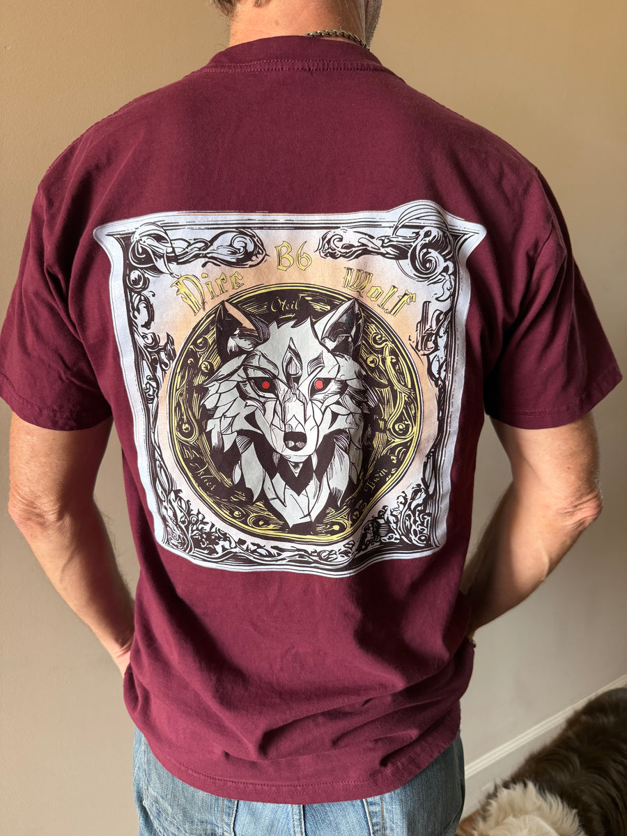 Official Asher Irwin Dire Wolf B6 T Shirt - Burgundy