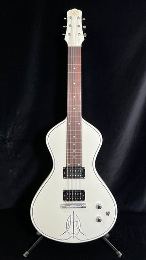 SOLD 2023  Hand Pin Striped Electro Hawaiian® Junior Lap Steel WHITE with Gig Bag!