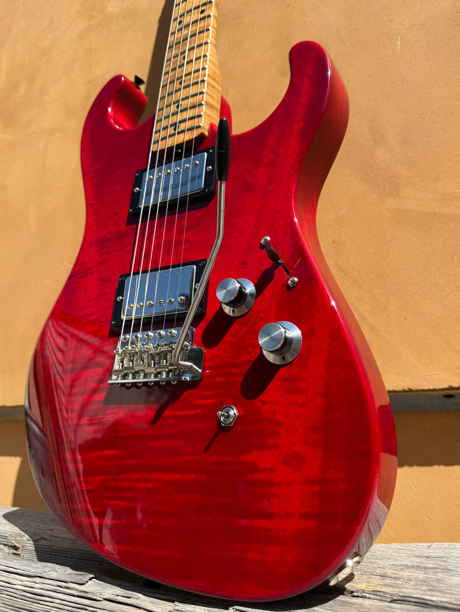 2026 Asher S Custom Figured Okoume Trans Cherry With Roasted Flame Maple Neck, #1406
