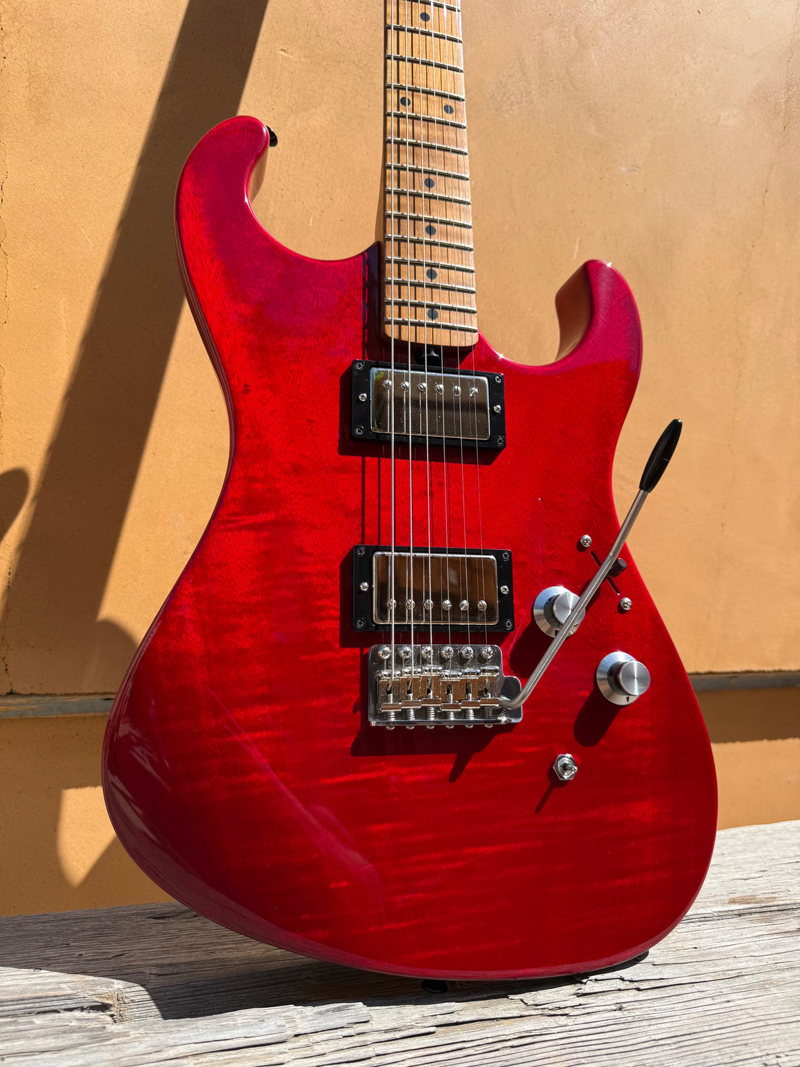 2026 Asher S Custom Figured Okoume Trans Cherry With Roasted Flame Maple Neck, #1406