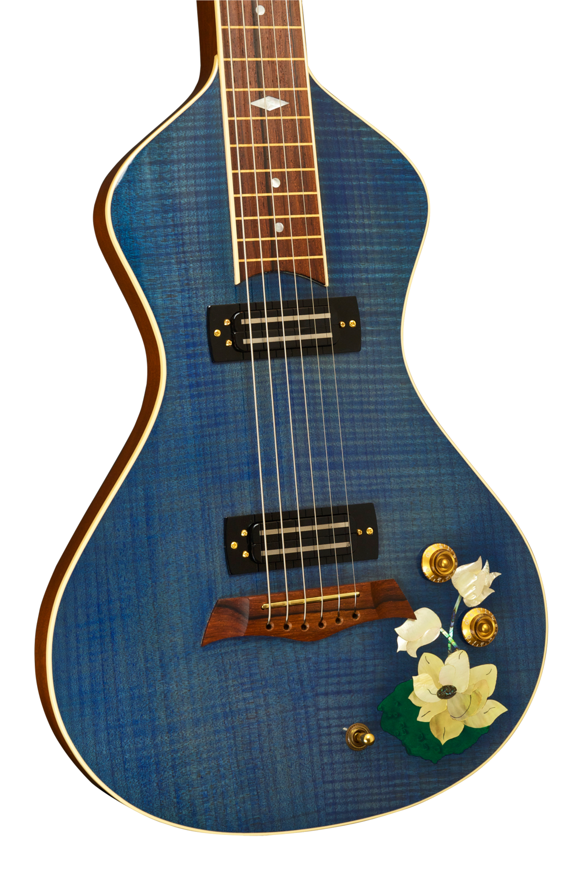 SOLD Rare Asher 2005 "Lotus Flower" #1 of 1 Electro Hawaiian Model I Lap Steel w/ Custom Hand Cut Inlay - Great Condition